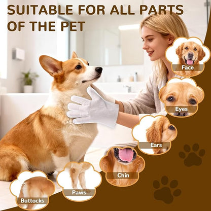 Pet Glove Wipes for Dogs and Cats, Rinse-Free Dog Grooming Wipes, Fragrance-free Hypoallergenic Deodorizing Wipes, Ultra-Thick, For Pets Cleaning, Post-Operative Care, Daily Grooming and Travel 20 PCS
