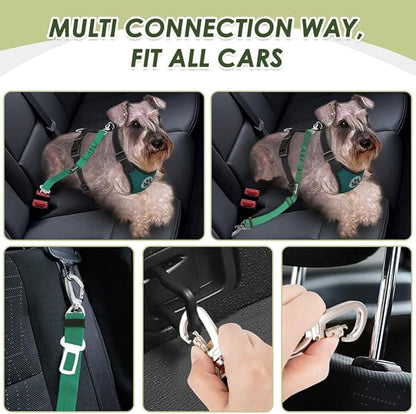 Lukovee Dog Seat Belt for Car, Adjustable Dog Car Harness for Large Medium Small Dogs, Soft Padded & Breathable Mesh Dog Seatbelt with Car Strap and Carabiner (Green,L)