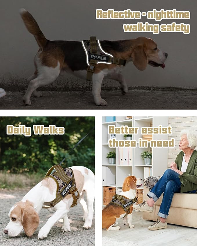 AUROTH Dog Harness and Leash Set, Soft Padded Service Dog Vest with 5.25FT Dog Leash, No Choke, Easy On Pet Vest, Adjustable Reflective No Pull Dog Harness for Large Dogs, Easy Walking and Training
