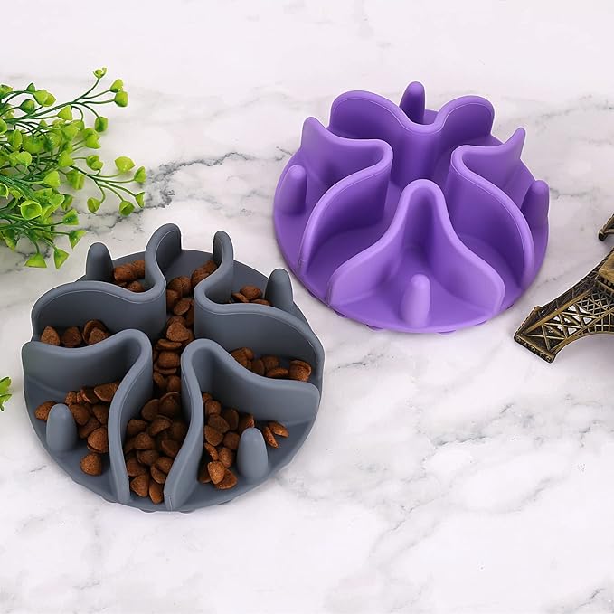 Slow Feeder Insert for Dogs & Cats, 3 Sizes Food-Grade Silicone Anti-Choking Puzzle Feeder, Non-Slip Suction Cup Design, Fits Most Bowls, Bloat Stop Pet Feeding Solution