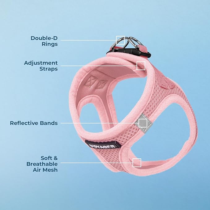 Best Pet Supplies Voyager Step-in Air Harness - All Weather Mesh, Reflective, No Pull Harness for Dogs, Cats - Secure with Hook & Loop Fastener, Buckle, Double D-Rings - Pink, XXXS