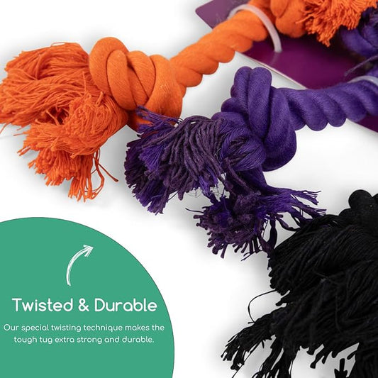 Tumbo Halloween Closeout Tiny Tosser Dog Rope Bones, Holiday Favorites and Many Colors (Orange, Black, Purple, Halloween)