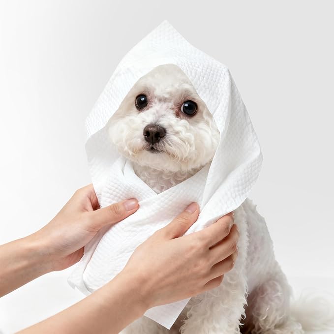 PWP1007A-20SET Dog Bath and Grooming Towels, Ultra-Absorbent & Soft Pet Wipes for Paws, Body and Butt, Hypoallergenic & Cruelty-Free, Alcohol-Free, 5.1" x 7.1", 20 Count