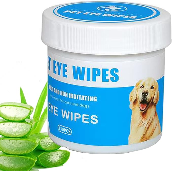 Dog Eye Wipes for Tear Stain Removal, Vet-Recommended Dog Eye Infection Treatment, Natural Dog Wipes for Discharge, Pet Eye Cleaner for Dogs&Cats, Gentle & Safe Pet Wipes for Sensitive Skin, 130 Count