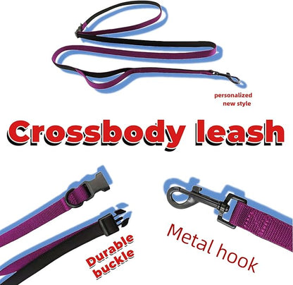 Multifunctional Dog Leash with Extra Handle -4 in 1 Hands-Free Adjustable Dog Leash for Jogging, Walking, Running - Fits Small and Medium-Sized Dogs (Purple, M)
