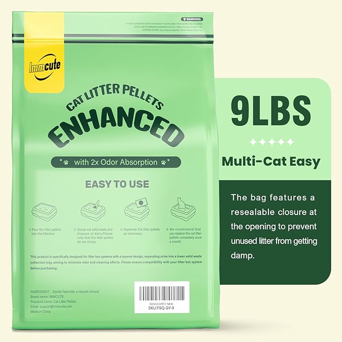 Enhanced Cat Litter Pellets 18 lbs, Long-Lasting Odor Control, Generic Litter Pellets Refills Exclusively for Dual-Layer Litter Box Systems, Zeolite, Non-climping, Not Low-Tracking