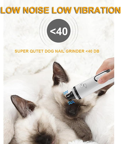 2026 Upgrade Silent Groom Pro Nail Grinder,Silent Groom Pro for Dogs,with LED Light & 3 Speeds,2000mAh Battery,Quick USB Charge (White)