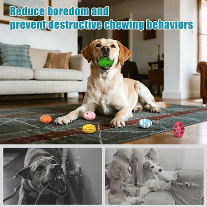 Dog Toys, Squeaky Latex Rubber Bouncy Balls, Squeaky Egg Dog Toys Balls, 3 Pack Interactive Squeak Dog Toy Set for Medium Large Breeds Dogs (3 Pack-A, Medium)