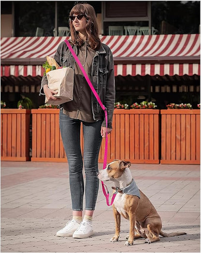 Hands Free Dog Leash, 8.2ft Multifunctional Crossbody Rope with Explosion-Proof Handle and Adjustable Training Hands Free Leash for Medium,Large Dogs Walking,Pink
