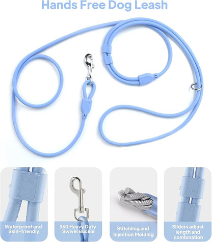 PetiFine Hands Free Dog Leash, Crossbody Waist Leash for Dog Walking, 8 ft Multifunctional Waterproof Waist Lead for Swimming,Running,Training (Large,Blue)
