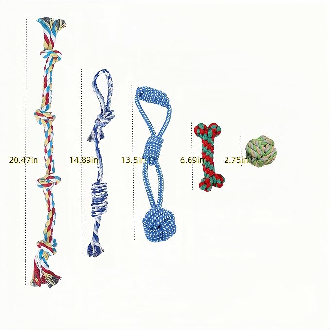 Heavy Duty Rope Toys for Dogs – 5-Pack Indestructible Cotton Dog Toys for Aggressive Chewers, Large & Medium Breed Puppy Dental Rope Tug Toys
