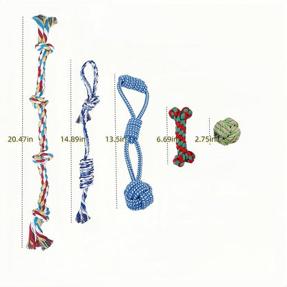 Heavy Duty Rope Toys for Dogs – 5-Pack Indestructible Cotton Dog Toys for Aggressive Chewers, Large & Medium Breed Puppy Dental Rope Tug Toys