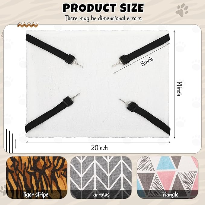 BBTO 3 Pcs Reversible Pet Hammock Soft Plush Cat Hanging Hammock Guinea Pig Bed Rat Cage Accessories for Puppy Dog Piggy Kitten Ferret Rabbit Other Small Animals (Triangle)