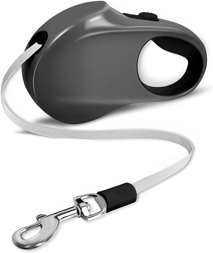 Retractable Dog Leash, 16 ft Strong Nylon Tape, 360° Tangle-Free, One-Handed Brake, Pause and Lock, Durable Non-Slip Handle, Lightweight, for Small, Medium and Large Breeds up to 88 lbs, Black