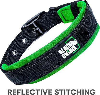 Black Rhino - The Comfort Collar Ultra Soft Neoprene Padded Dog Collar for All Breeds - Heavy Duty Adjustable Reflective Weatherproof (Small, Blue/Grey)