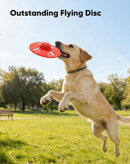 Deeow Alieen Dog Frisbee for Fetch and Green Jack-o-Lantern Pet Toys, Teething Clean Outdoor Flying Disc and Halloween Pumpkin Pet Toy, Interactive Squeaky Dogs Toy for Water, Park, Beach Fun