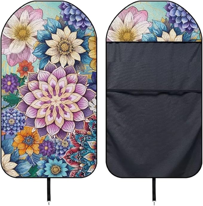 Coldinair Boho Flower Towel Seat Covers for Cars,SUVs,Trucks,Waterproof Sweat Car Front Seat Protector Cover Universal Fit,Non-Slip and Durable