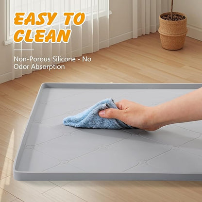 Silicone Dog Pee Pad Holder for 34x22 in Pads, Non-Slip Leak-Proof Puppy Pad Tray, Portable Puppy Training Mat with Raised Edges for Floor Protection, Easy to Clean