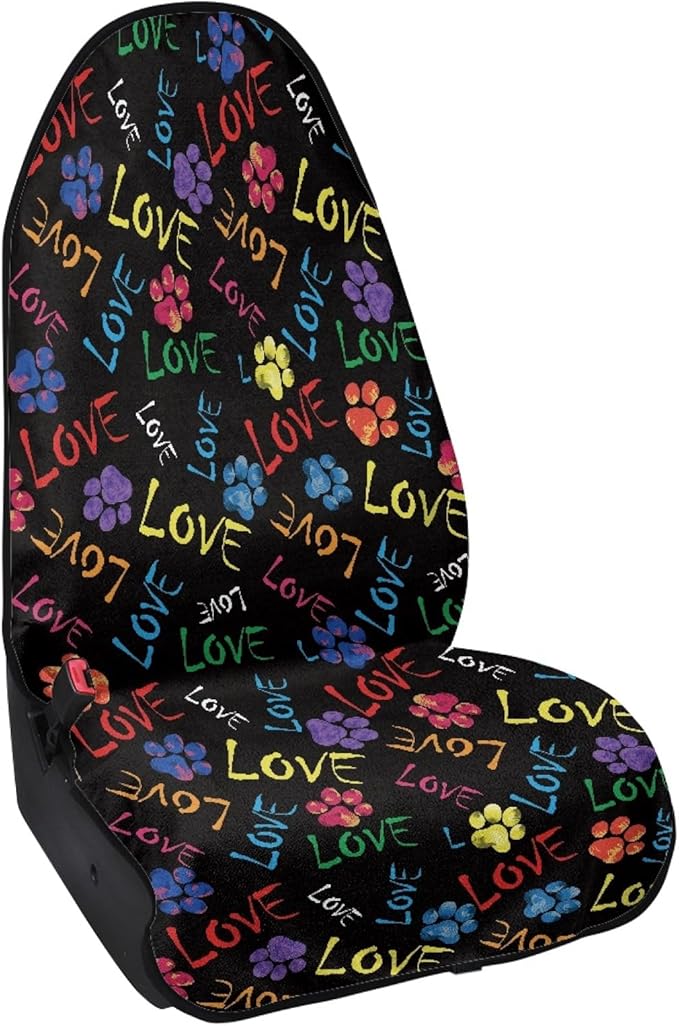 Coldinair Love Colorful Dog Paws Print Towel Waterproof Sweat Beach Seat Cover Universal for Car Truck SUV Seat for Dog or Workout,Non-Slip and Easy to Install