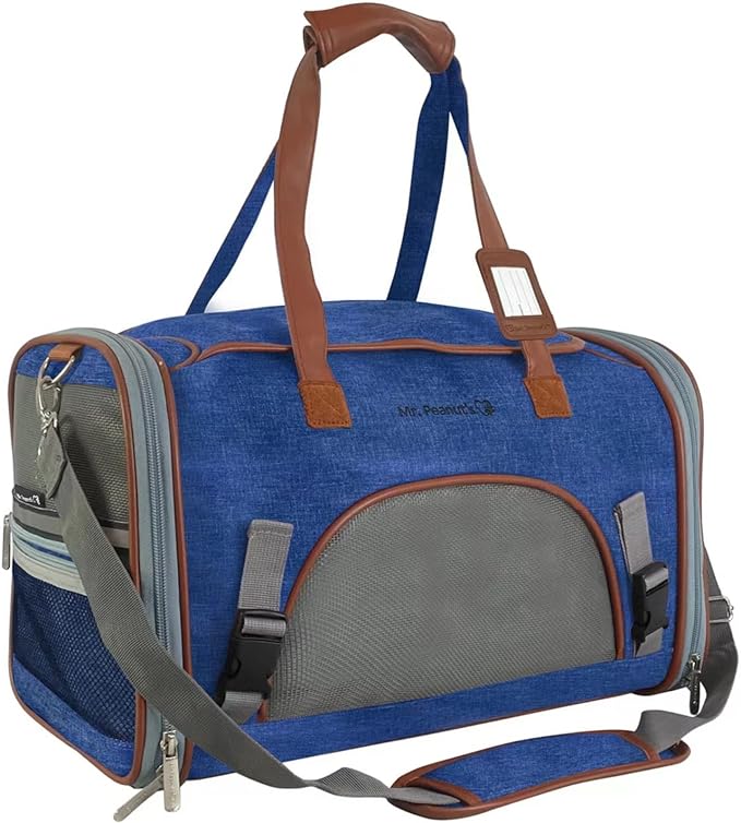 Mr. Peanut's Gold Series Standard Size Airline Compliant Expandable Pet Carrier V3.0 (Deja Blue)