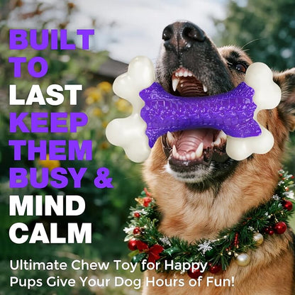 6-Pack Dog Toys for Aggressive Chewers, Indestructible 8" Tough Nylon Bone, Teething & Boredom Relief Chew for Large Dogs, Bacon Flavor