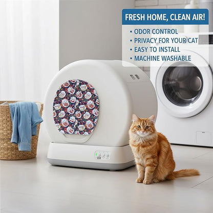 Curtain for Self Cleaning Cat Litter Box, Self-Cleaning Litter Box Curtain,Odor Blocker & Litter Scatter Shield for Cats,Easy Install, Universal Fit for Elliptical Openings