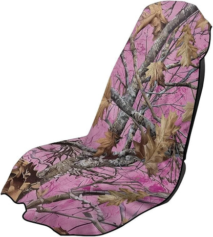 SEANATIVE Car Seat Towel Covers with Storage Bag Seat Post Workout Sweat Washable Cover for Car Towel for Dog Pet Workout Outdoor Sport Activities, Pink Camouflage Hunting Print