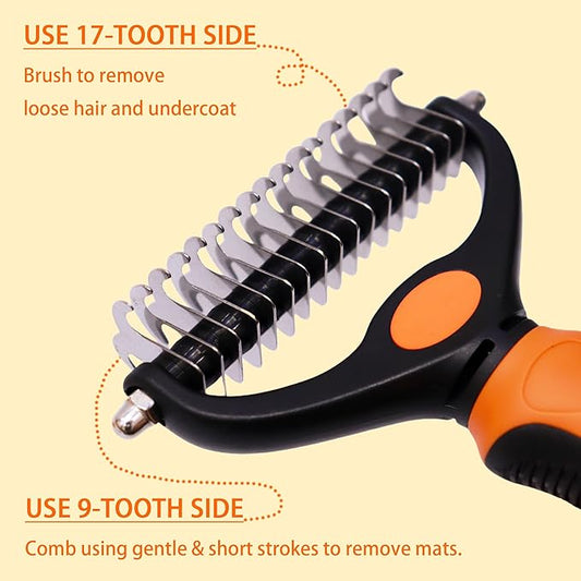Cat grooming kit,5pcs Deshedding Brush for Cat with Kitten Nail Clipper,Cat Brush,Flea Comb and Bath Brush,Suitable for Short and Long Haired Cats,Indoor Cats and Travel,Orange