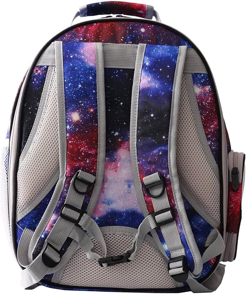 Galaxy Blue Cat Bubble Backpack, Back Extension Space Capsule Astronaut Clear Window Fit up to 12 Pounds Cat, Vet Transport Carry Bookbag, Airline Approved - Image 3