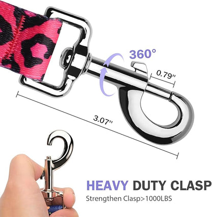 Hikiko Padded Two Handle Dog Leash 6 Ft for Medium Large Dogs, Strong Traffic Handles Lead for Walking Training (Gradient Leopard)