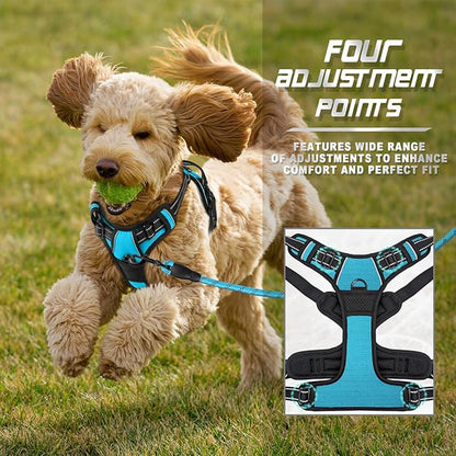 BARKBAY No Pull Dog Harness Front Clip Heavy Duty Reflective Easy Control Handle for Large Dog Walking(Blue,XS)