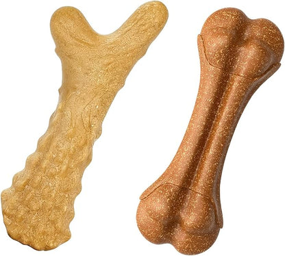 Dog Chew Toy for Puppy Small Medium Dogs, Durable Dog Chew Bones Teething Toys, Tough Wishbone Dog Toys for Aggressive Chewers, Beef Flavor