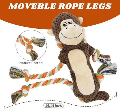 Squeaky Durable Dog Toys,Dog Monkey Toy, Large Breed Dog chew Toys, Interactive Toys, Stuffed Plush Puppy Toy with Crinkle Paper for Small, Middle,Big Dogs, Monkey Dog Toy,Orangutan Shape