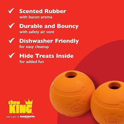 Chew King 3 Inch Bacon Flavor Rubber Balls 2 Pack