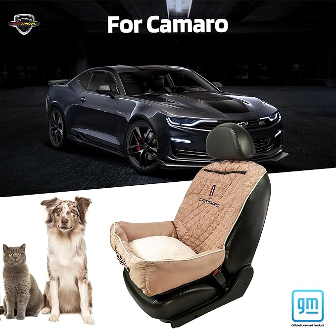 Seat Armour PetBed2Go Tan Car Pet Bed and Seat Cover – Soft, Portable Pet Cushion for Travel – Protects Vehicle Seats from Fur, Dirt & Scratches