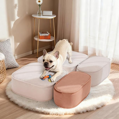 Dog Stairs for Small Dogs 17.7" H,2 in 1 Dog Steps for High Bed Couch 3-Step Pet Stairs for Dogs to Get On Bed,High Density Foam Non-Slip Pet Ramp for Puppy Older Cat