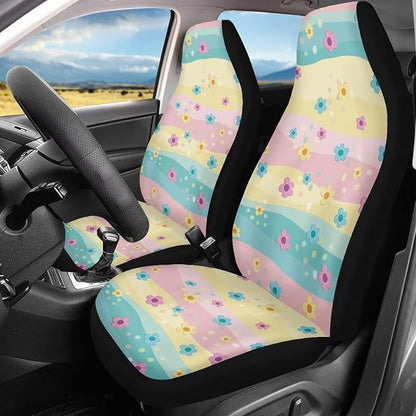 Dreaweet Hippie Flowers Seat Covers for Cars SUV Cute Car Accessories for Women Interior 2 Piece Washable Universal Seat Covers for Cars SUV Sedan Trucks Easy to Install