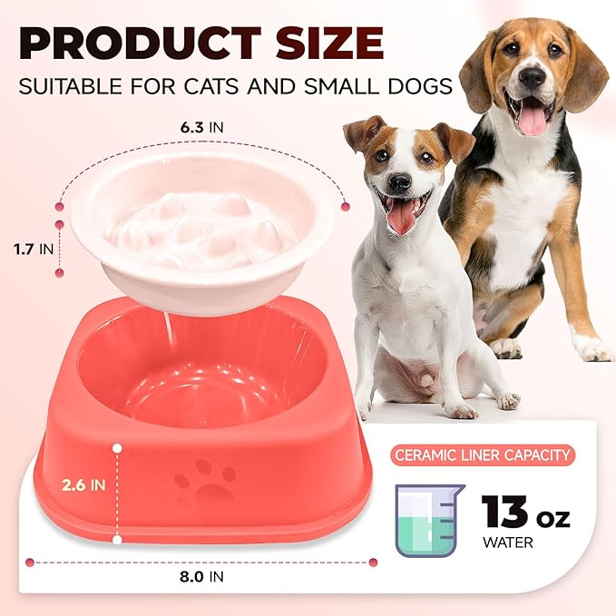 Slow Feeder Dog Bowls Ceramic Puppy Feeding Bowl for Small Dogs Cat Slow Feeder Bowl Protecting Cat and Dog Whiskers Preventing Choking with 2-in-1 Multifunctional Training Whistle
