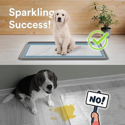 Pee Pad Tray Holder for Dogs - Fits Up to 22 x 22 in. Square Potty Training Pads No Spill Raised Lip High Edge Silicone Mat, Extra Thick and Non-Slip for Indoor Floor Protection (Small, Gray) | eenk