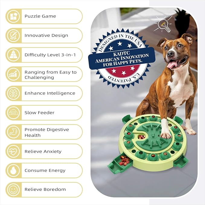 KADTC 3 Levels of Step-by-Step Challenge Dog Puzzle Toy 4 Ways to Play - U.S. Brand & Design - Large Size Beginner-to-Advanced,Boredom Buster for Smart Dogs Mental Stimulation Enrichment Brain Toys