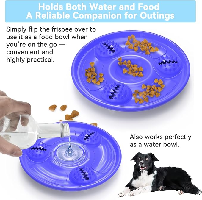 2Pcs Dog Frisbee with Treat Holes,8'' Soft TPR Flying Disc Chew Toy for Dogs, Treat Dispensing Fetch Toy for Outdoor Play & Exercise, Stress Relief Dog Toy(Purple ×1 + Green ×1)