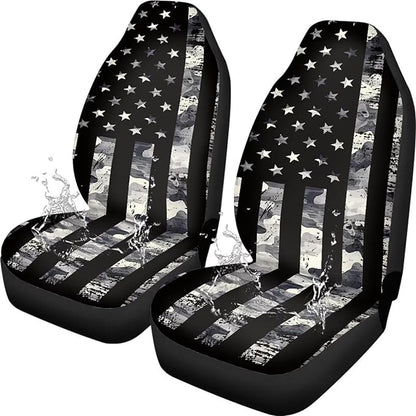 Black Flag Car Seat Covers Front Seats Anti-Slip Back Fabric Waterproof Car Seat Cover Easy to Install Stretch Polyester Fabric Cover Universal Fit for Most Vehicle