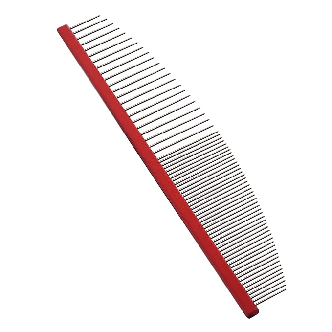 6.5 Inch Professional Crescent Coarse Grooming Pet Comb Lightweight Wide/Fine Tooth Butter Comb for Dogs & Cats Removing Tangles, Knots,Flea,Undercoat,and Excess Hair, Rounded Corners Design for Safe