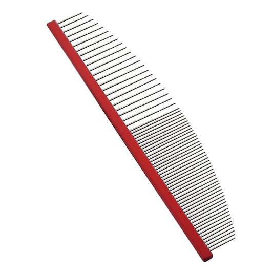 6.5 Inch Professional Crescent Coarse Grooming Pet Comb Lightweight Wide/Fine Tooth Butter Comb for Dogs & Cats Removing Tangles, Knots,Flea,Undercoat,and Excess Hair, Rounded Corners Design for Safe