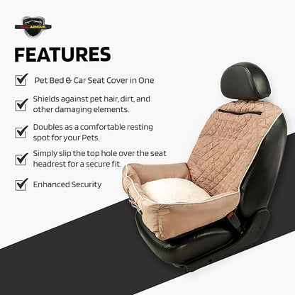 Seat Armour PET2GO101T Pet2Go Tan Car Pet Bed and Seat Cover, 26x20x6, 3.5 lbs