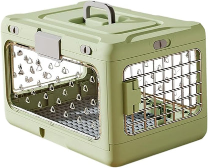 Folding Puppy Crate, Cat Travel Cage, Portable Dog Kennel, Pet Carrier for Small Dogs, Green