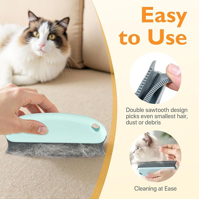 Pet Hair Removal Tool 3 Pack Dog Cat Hair Remover Carpet Scraper Rake Fur Removal Brush Lint Remover Shaver for Car Furniture Couch Green
