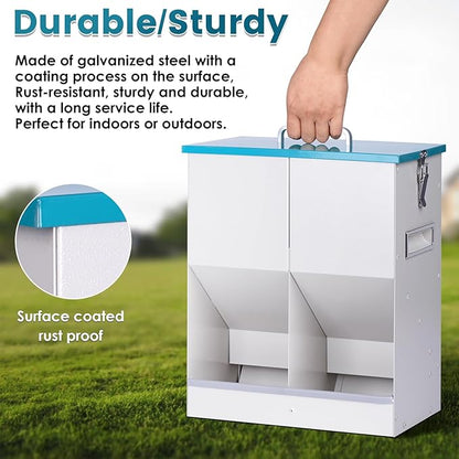 Automatic Cat Feeder for 2 Cat, 42cups/10L Automatic Pet Feeder for Dogs and Cats, Multiple Cats Feeder Outdoor Large Capacity Galvanized Steel Gravity Pet Dog Dry Food Dispenser (10L)