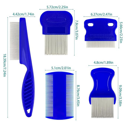 5 Pack Pets Grooming Comb Set, Pet Combs With Fine Tooth, Detangling Brushes, Float Hair Removers for Dog and Cat Clean up and Groom
