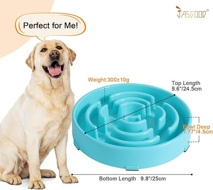 JASGOOD Sky Blue Large Slow Feeder Dog Puzzle Bowl - Slower Feeder, Anti-Choking, Interactive, Bloat Stop, Pet Slow Eating (Pack of 2)